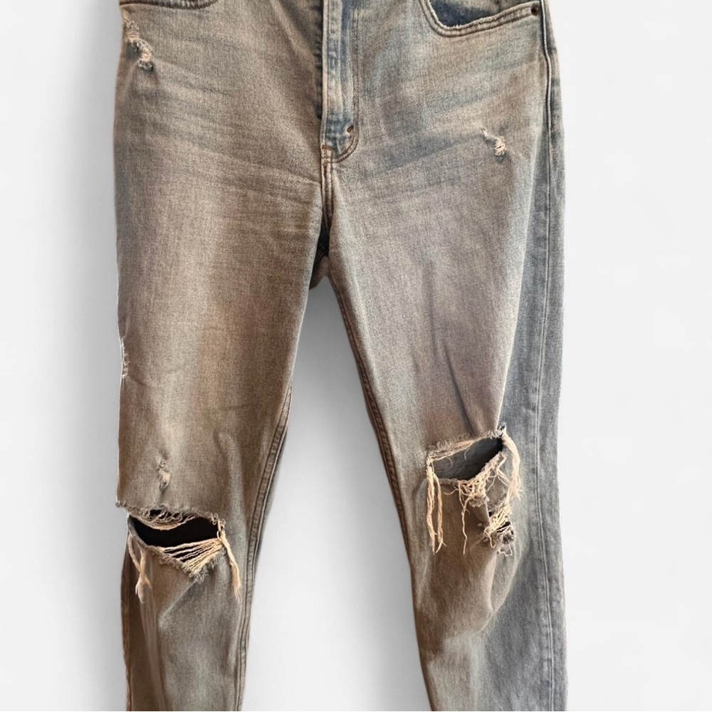 Abercrombie & Fitch High Rise Mom Jeans Sz 4 Sz 27 Distressed Light Straight Leg - Picture 4 of 6